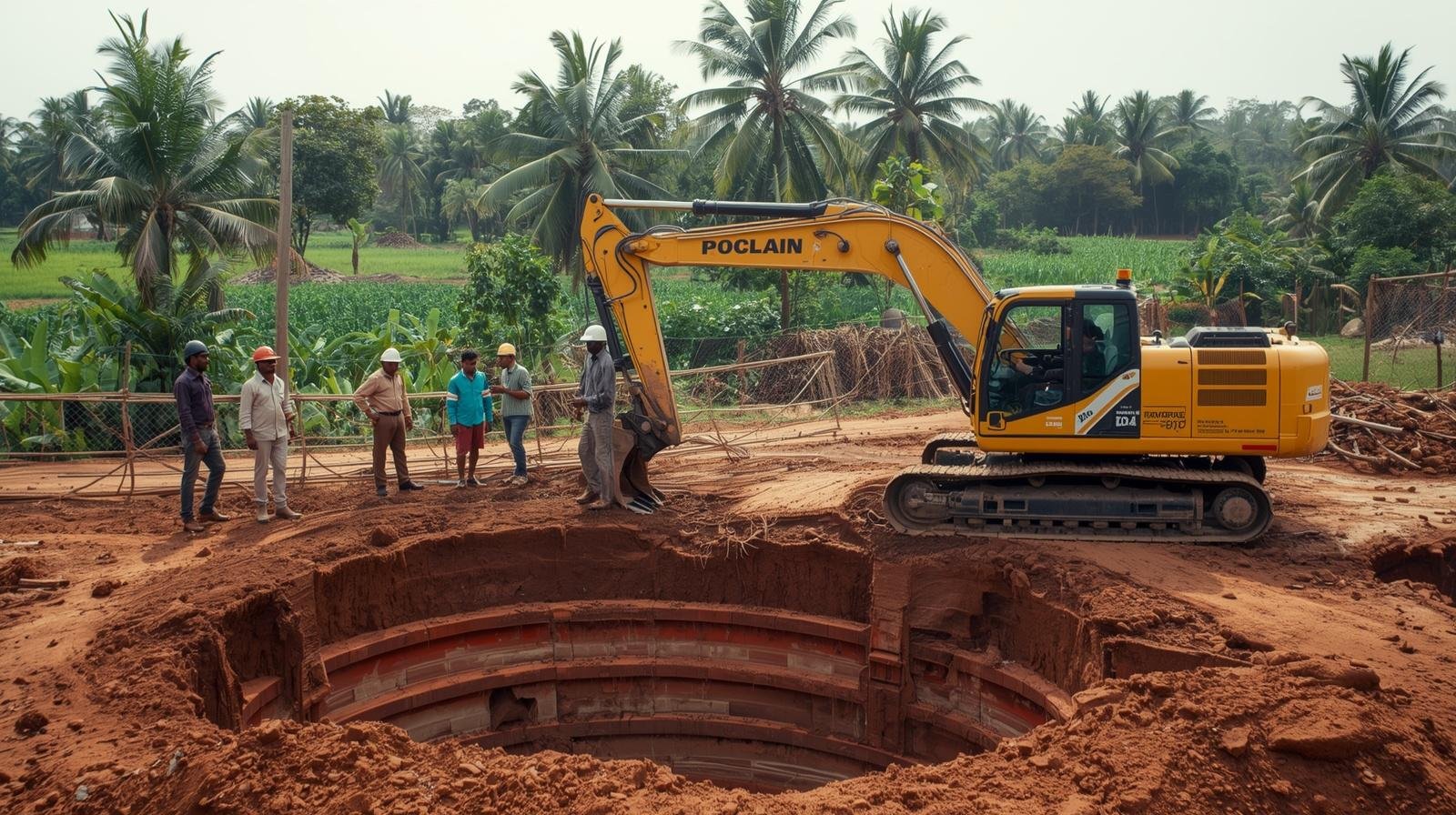 Open well construction in Coimbatore – 12 feet diameter