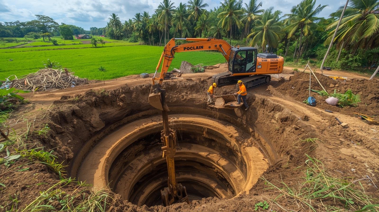 Mini Hitachi excavator for open well digging – SMS fleet