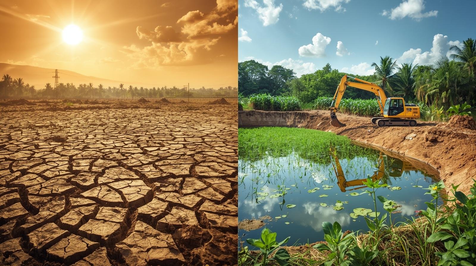 Mini Hitachi excavator deepening a well